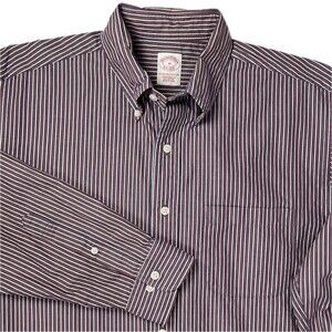 Brooks Brothers Casual Shirt Non-Iron Traditional Red Stripe Long-Slv Button-Dwn